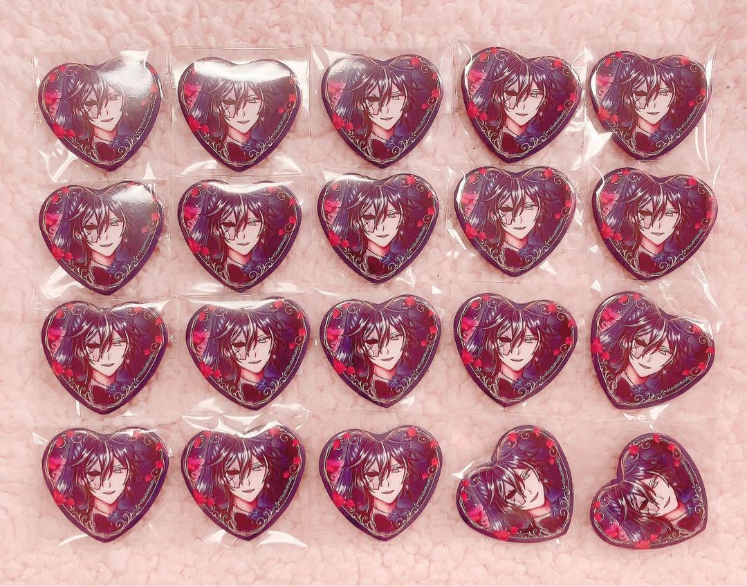 悪魔執事と黒い猫 あくねこ ボスキ バレンタイン ハート缶バッジ 悪魔