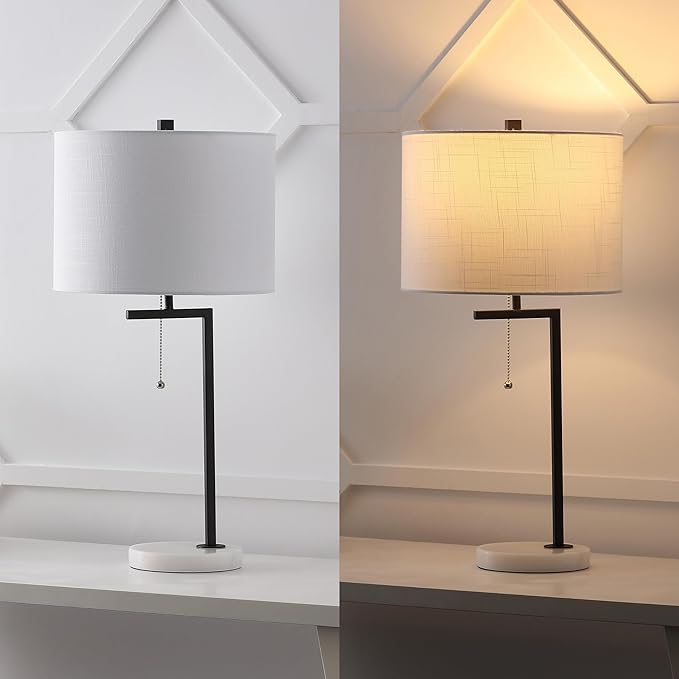 Lámpara de Mesa Moderna Negro 24.5" con Pantalla de Lino miniatura 6