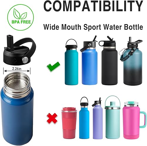 Miniatura 3 de Tapa de popote para Hydro Flask, tapas con popote compatibles con Hydro Flask de boca ancha de 1218203240 onzas, tapa para beber a prueba de fugas