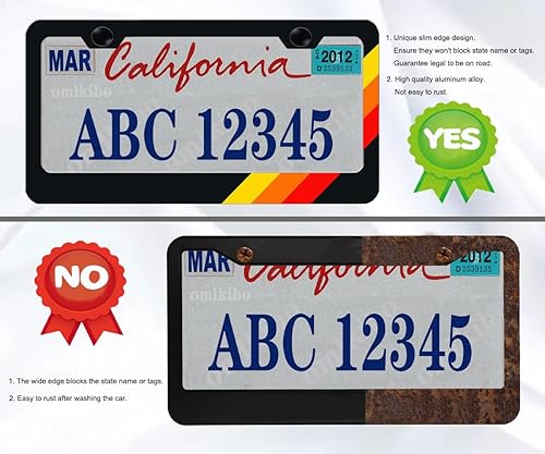 Miniatura 3 de Marco de matrícula de aluminio tricolor de 3 colores compatible con vehículos Toyota, camión, remolque, SUV (amarillo rojo-02)