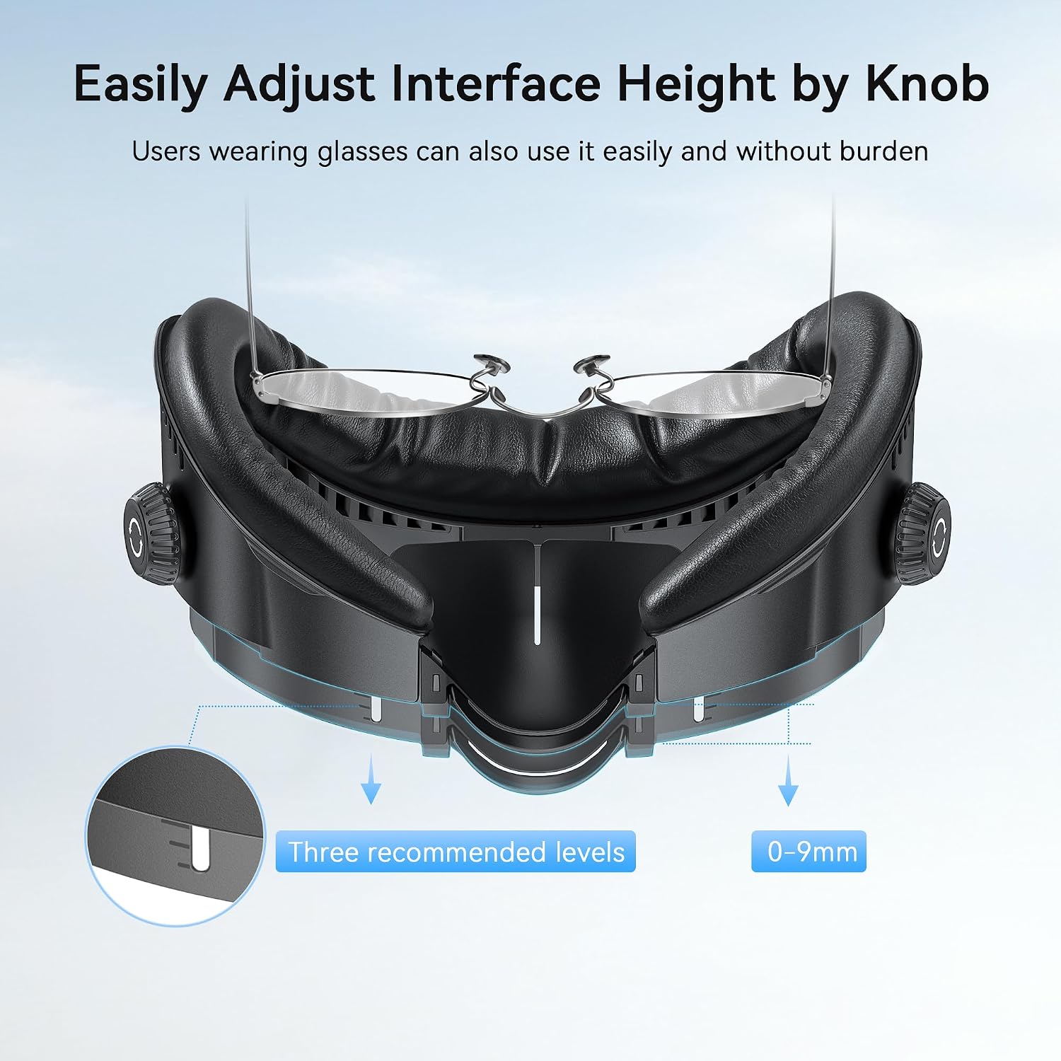 AMVR FC4M Magnetic Face Pad Only Compatible with Meta Quest 3 Accessories | Facial Interface with 2 Cushion - Soft PU＆Ice Silk(Curve Ventilation) Better for VR Halo/Fan Head Strap, Knob Adjustable FOV