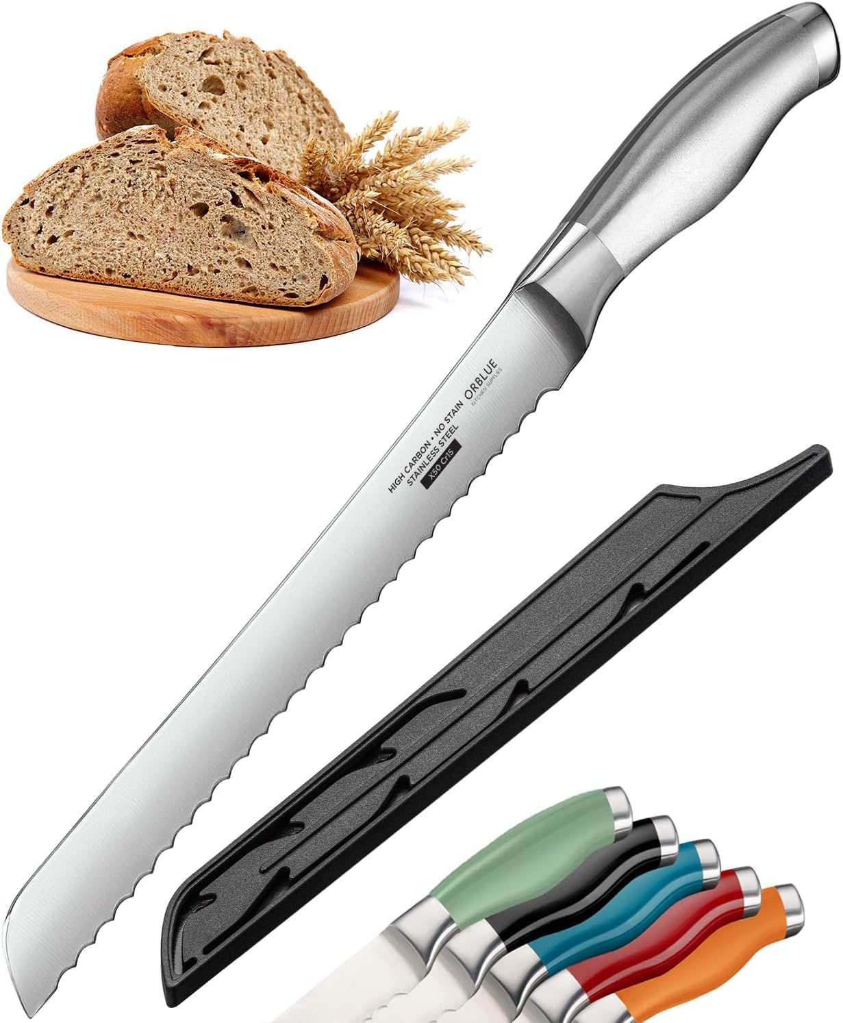 Orblue 10-Inch Serrated Bread Knife