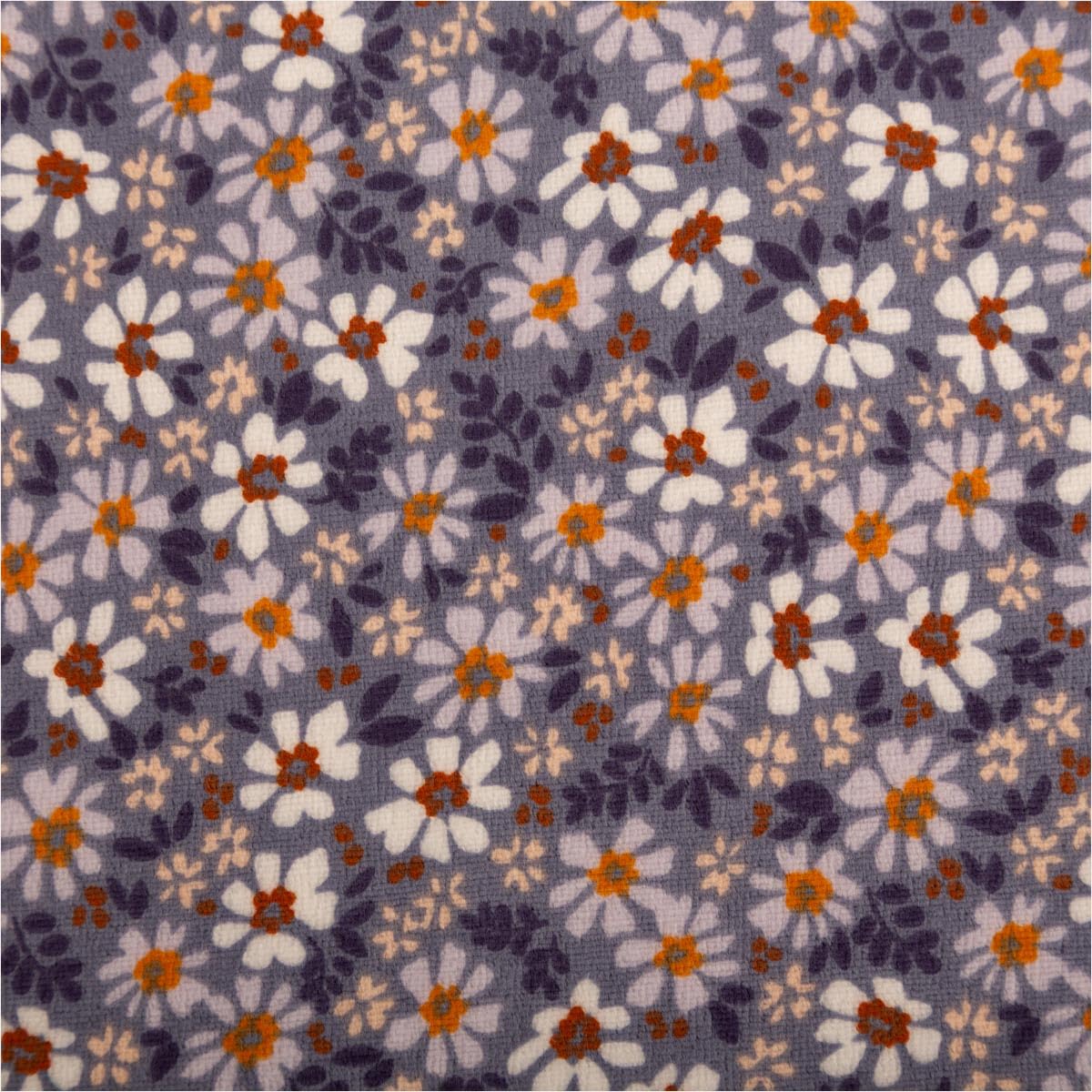 Nicki Velour Cotton Flowers Purple White Orange 1.50 Wide Fabric Sold by the Metre Ideal for Sewing & DIY (150 cm Width)