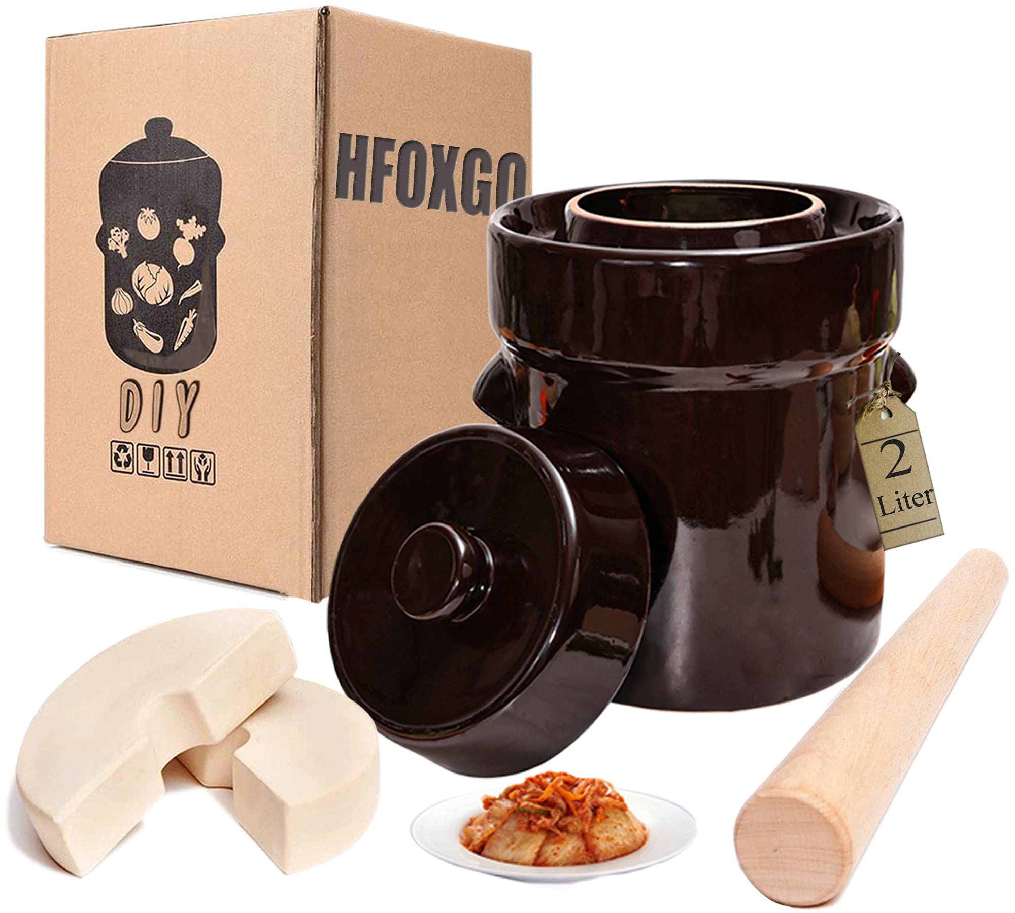 Buy Fermentation Crock Jar 2 Liter/0.5 GallonStoneware Pot for