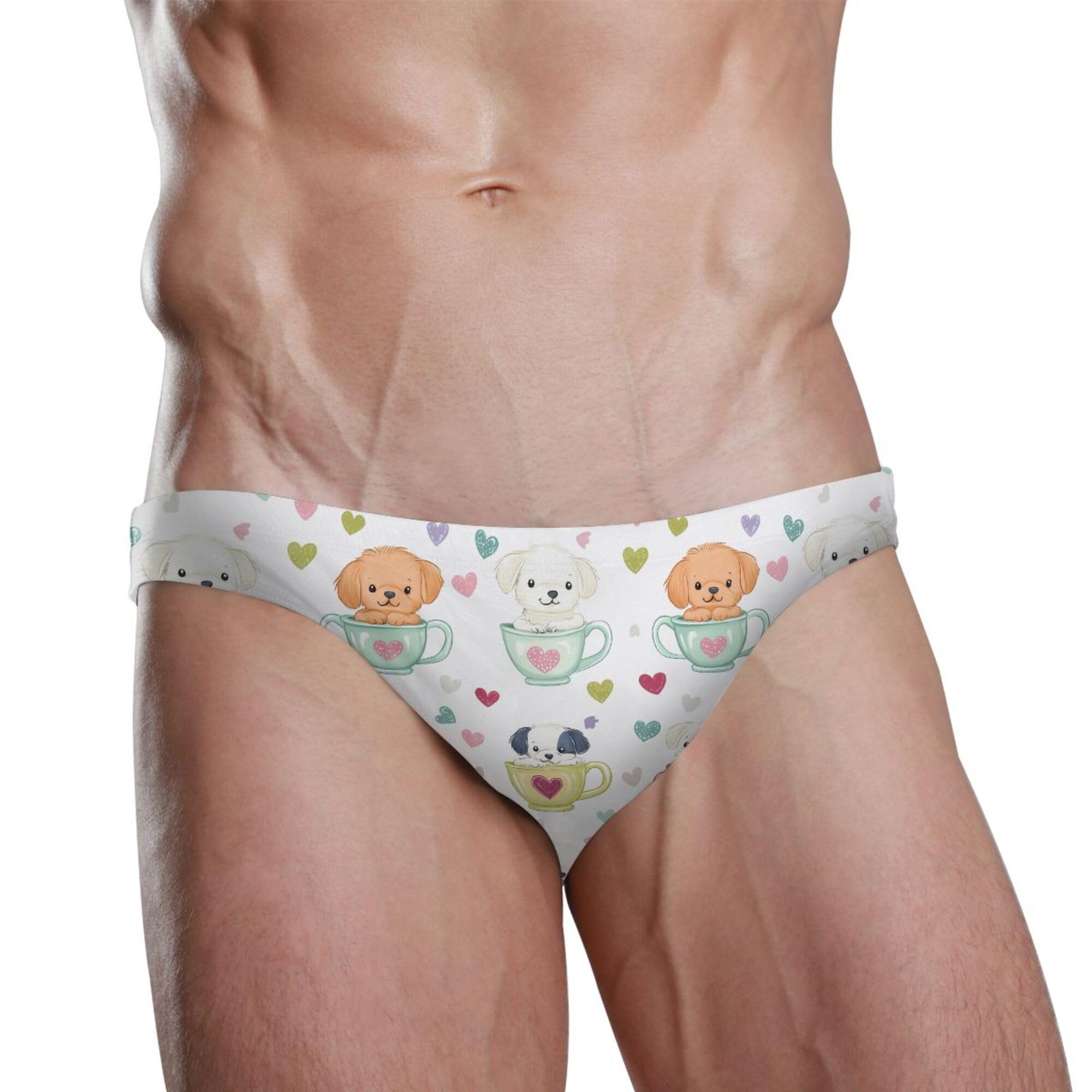 Mens Swim Briefs Cute Dog Teacup Swimwear Bikini Swimsuit XL B0404652