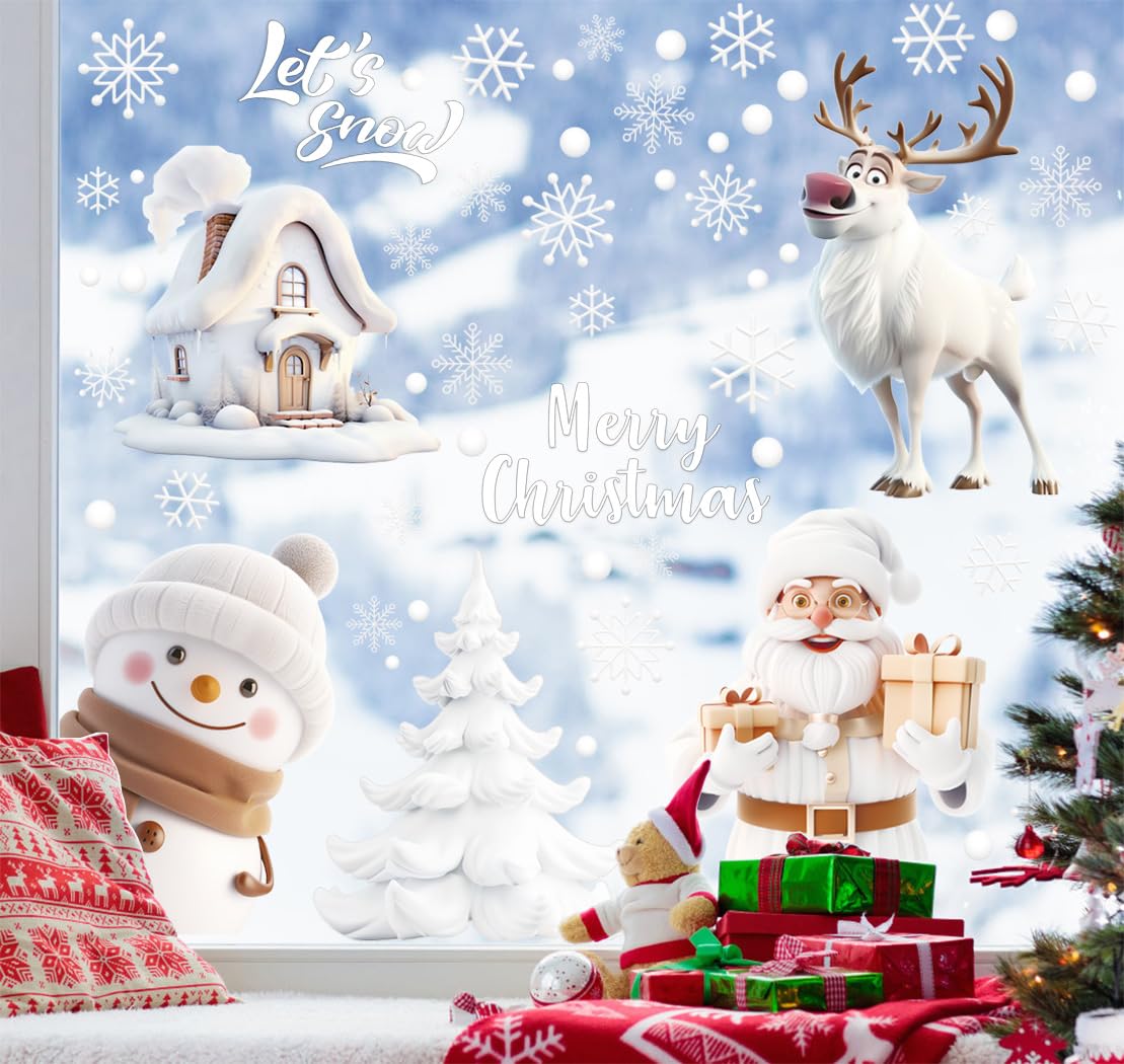 Wothfav Set Di 9 Adesivi Per Finestre Di Natale, Natale, Adesivi