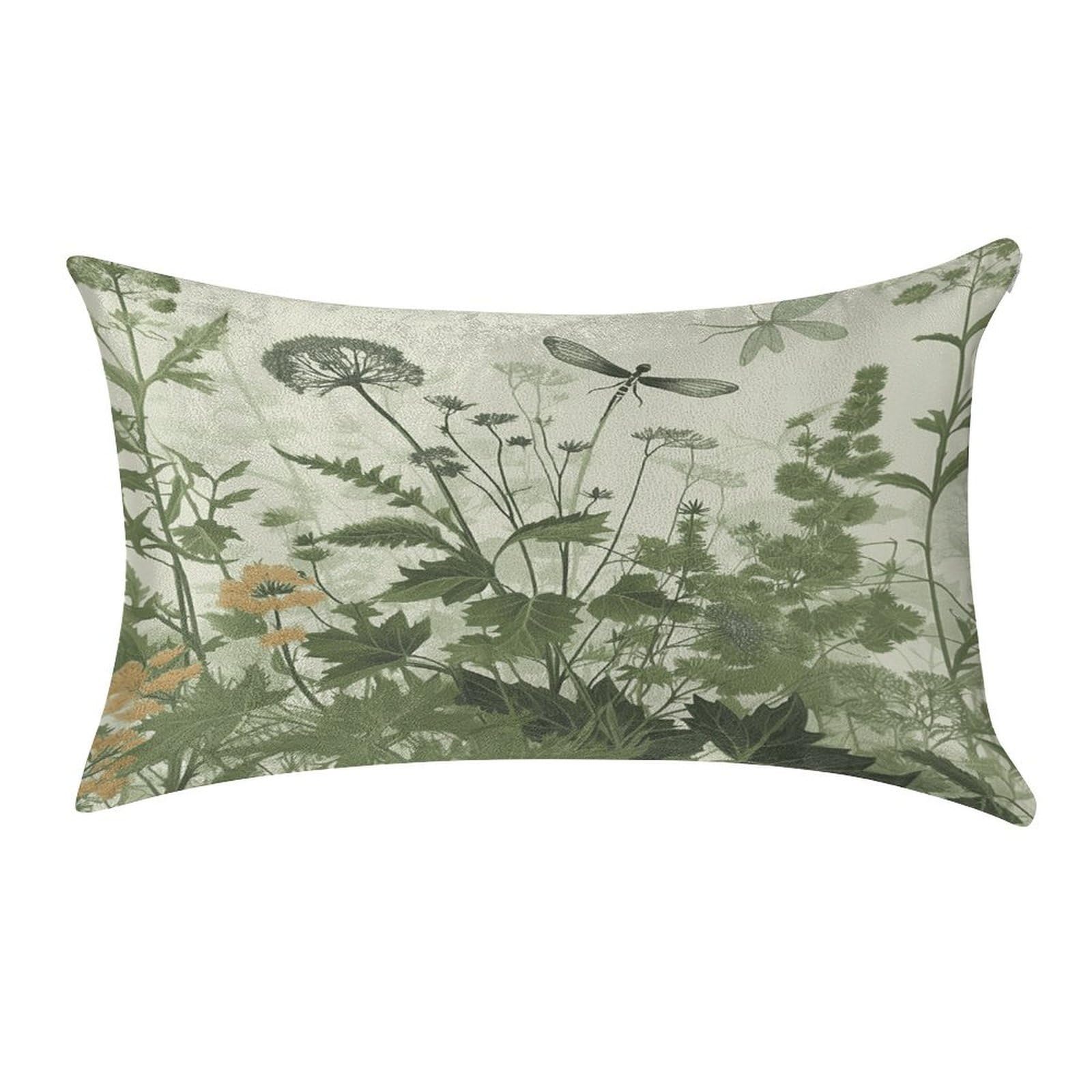 VstaDank Foliage and Herbs with Dragonflies Winged Pillow Covers Rectangular Cushion Case Cozy Decorative Throw Pillowcase Luxury Lumbar Pillow Shells with Zipper Soft Velvet Pillows Shams 12 X 20 in