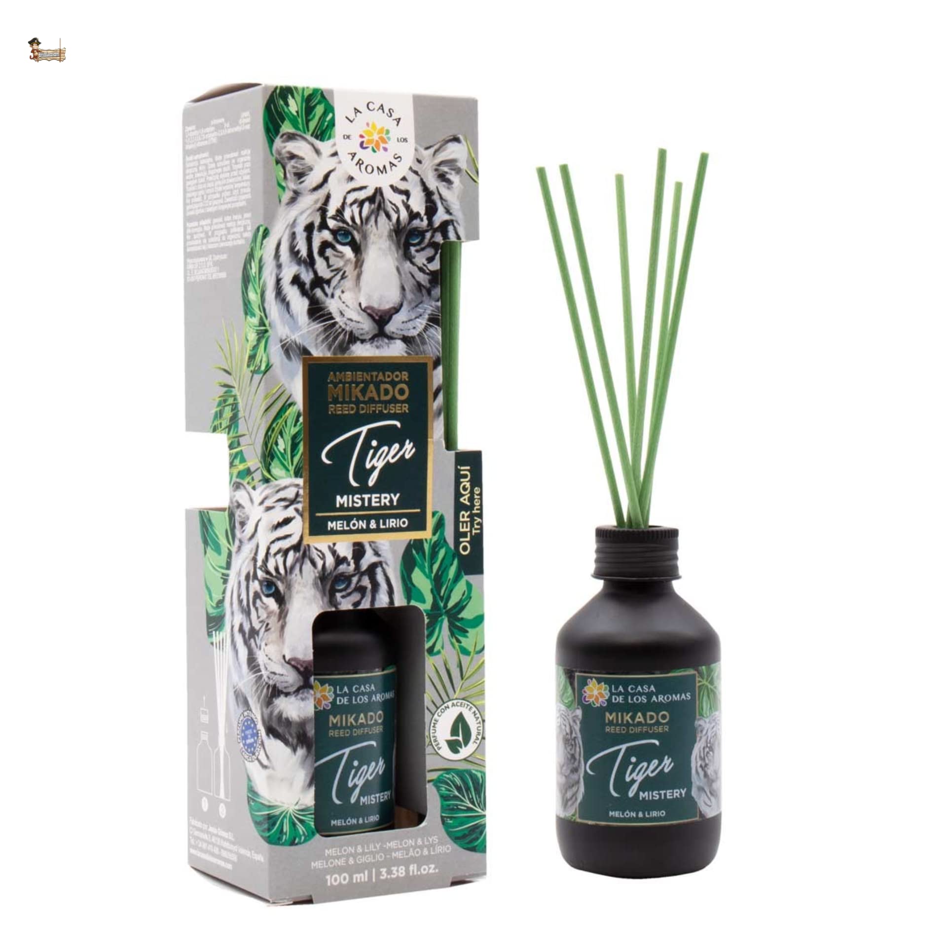 BricoLoco.com. 100ml Mikado Tiger Mistery odświeżacz powietrza Bardziej wygodny i bezpieczny niż świece odświeżacz powietrza do domu, pokoju, melon i lilia (5)