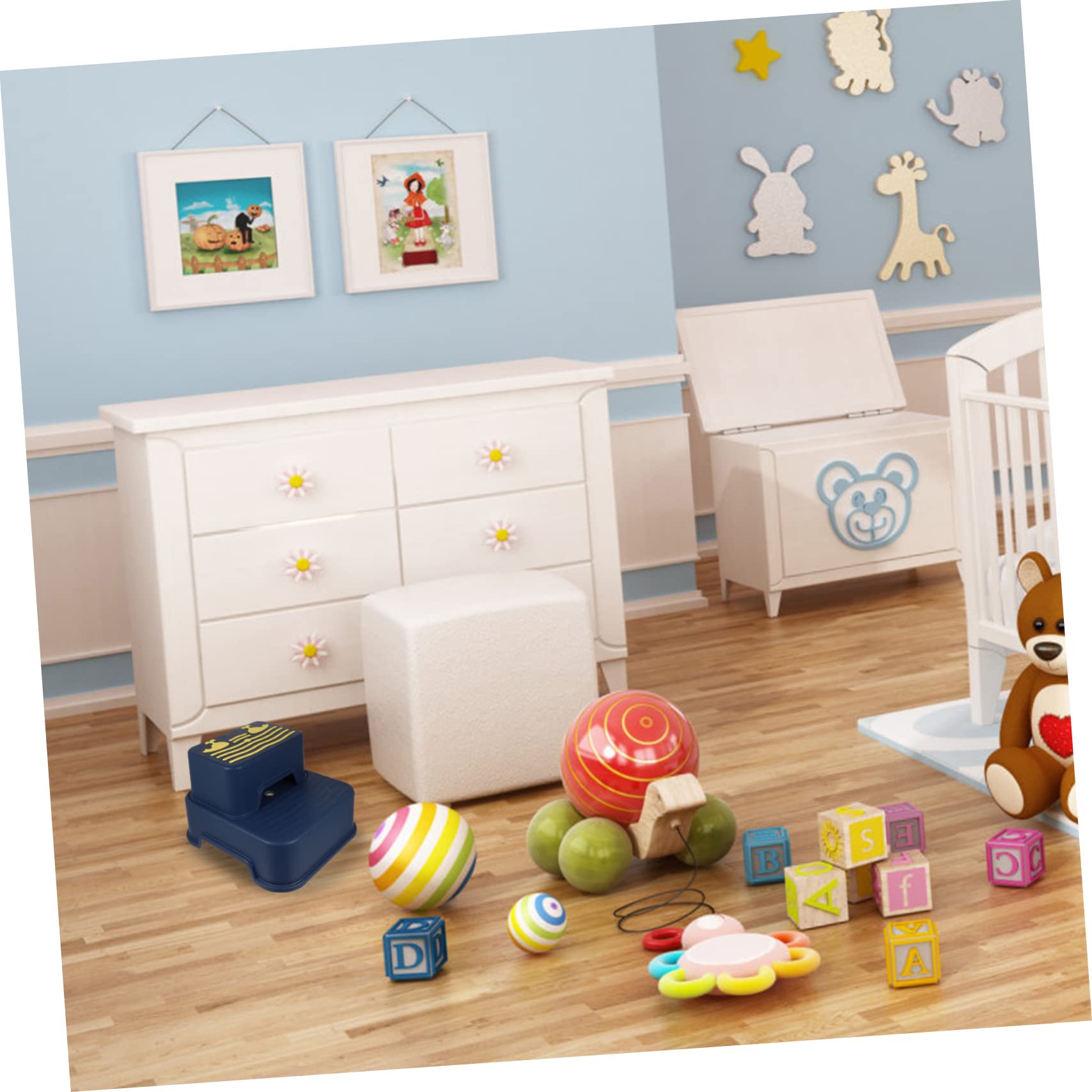 Sgabello per Bambini a Due Livelli Antiscivolo per Bagno e Lavabo | Pp e Tpe, Bordi Lisci e Resistenti, Blu, per Addestramento al Wc e Uso Quotidiano