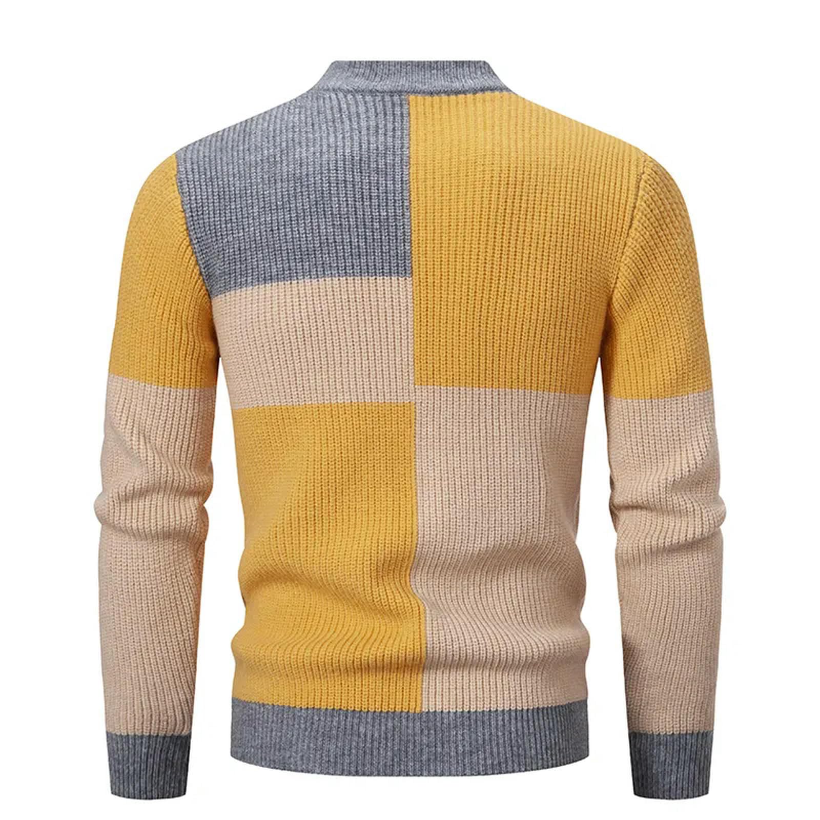 MdybF Maglione Pullover A Collo Finto da Uomo Patchwork Magion Maglione Uomini Slim Pullover Autunno Wintr Knitwear Man