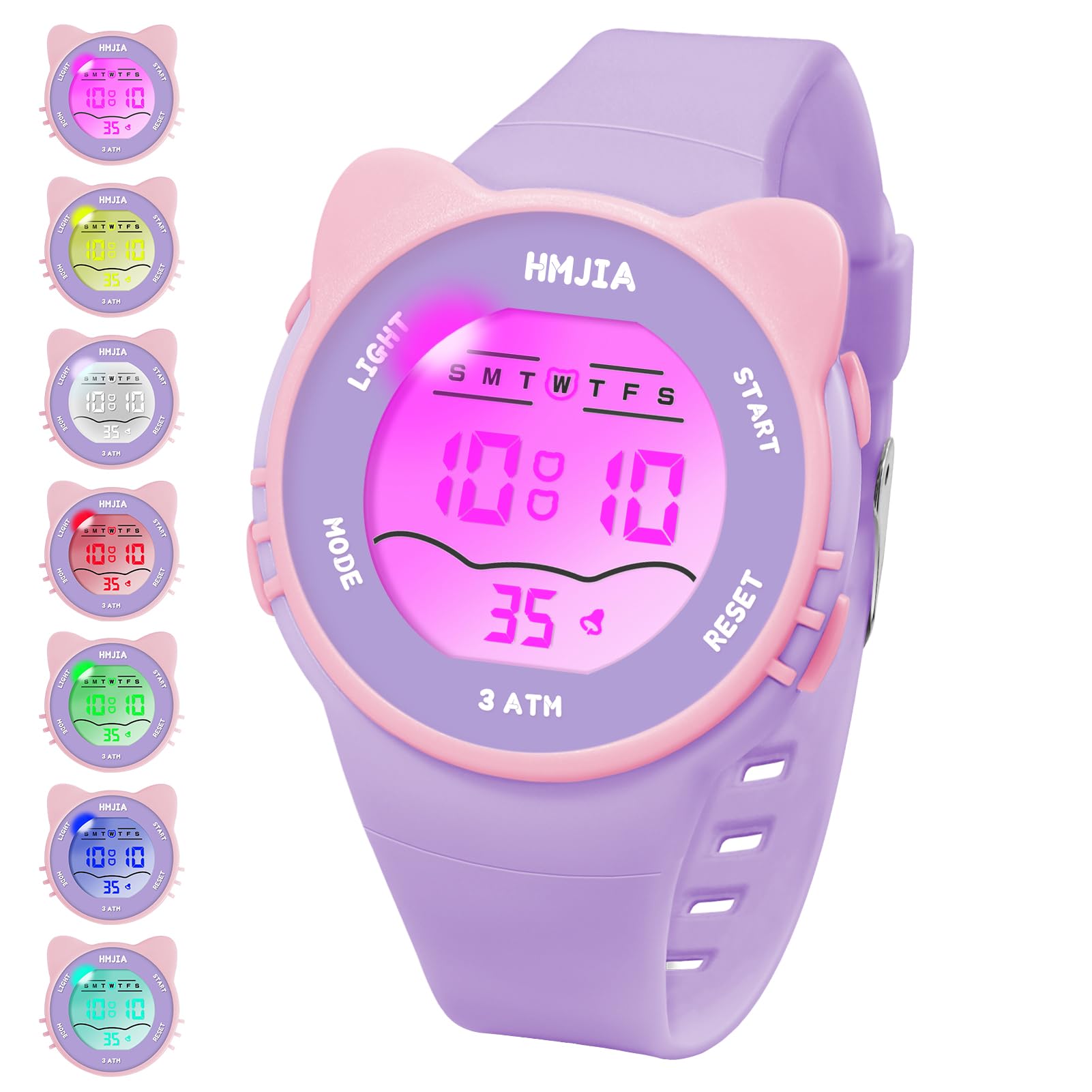 Reloj Niñas y Collares Set 3ATM Sumergible con Alarma Cronómetro Luz Correa Reloj Digital Niña con Correa de Cumpleaños para Niñas de 3 a 12 Años