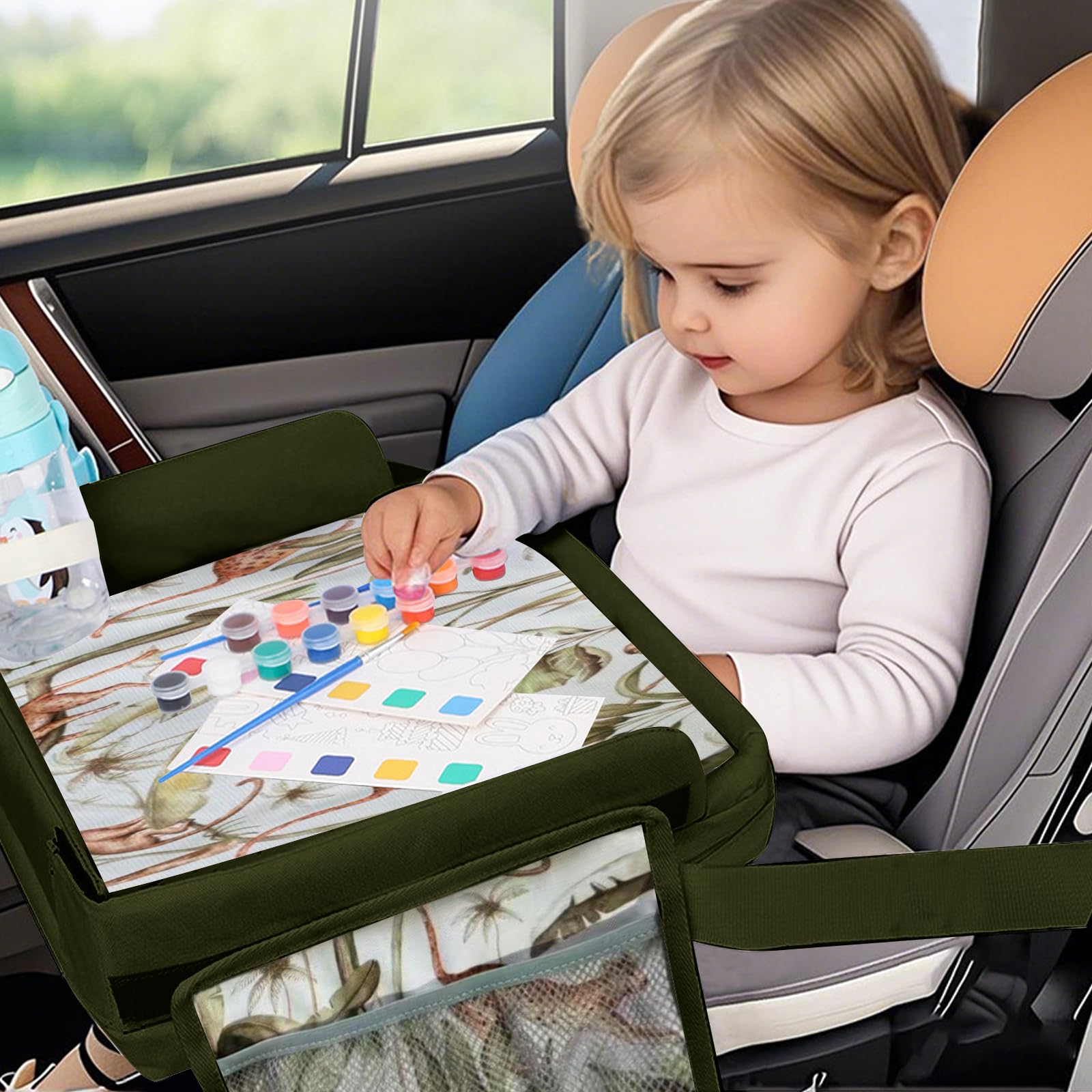 Vassoio da Viaggio per Seggiolino Auto e Aereo per Bambini, Vassoio per Seggiolino Auto per Bambini, Tavolo Portatile per Auto per Attività di Viaggio per Bambini, Organizzatore per Seggiolino