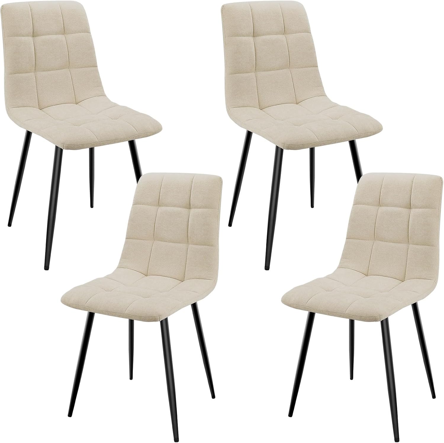 SKRAN Set Of 4 Upholstered Folding Chair, Solid Wood Frame Ergonomically Designed Back And Cushion For Kitchen Restaurant