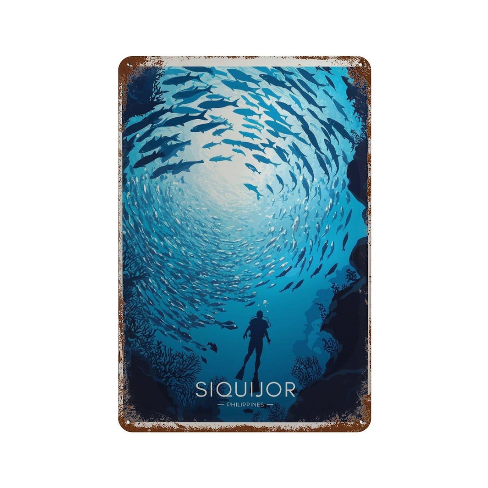 xiaoxiaoshen Siquijor Diving Philippines Travel Wall Decor Art Metal Tin Poster Modern Home Decor Art Home Bar Shop Decorations Vintage Sign 30x20cm