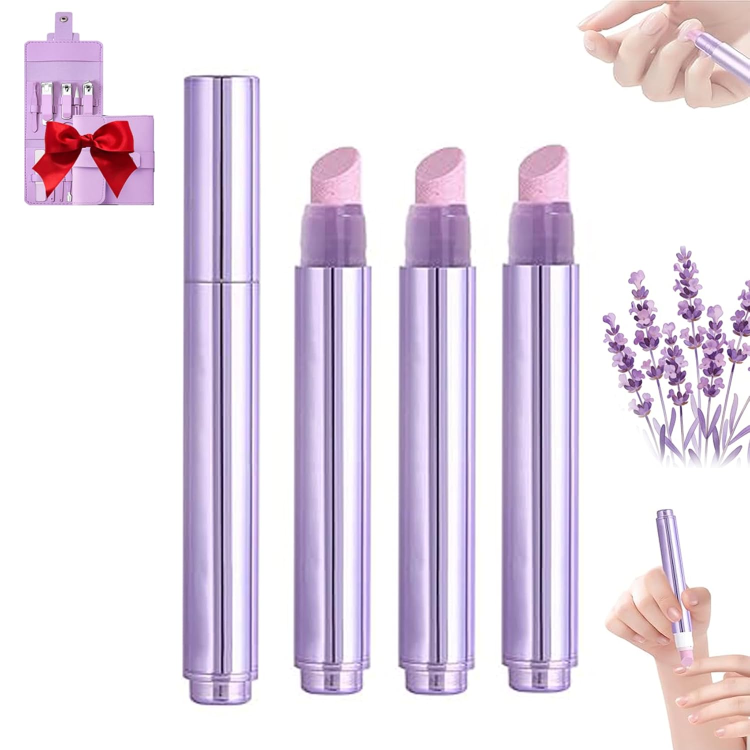 Ceramic Cuticle Pen Pusher with Oil,Nail Care Oil Cuticle Pusher with Ceramic Tip,Gentle Hangnail Remover for Women,Moisturizes & Strengthens Nails,For Manicure & Pedicure Home Manicure (3pcs)