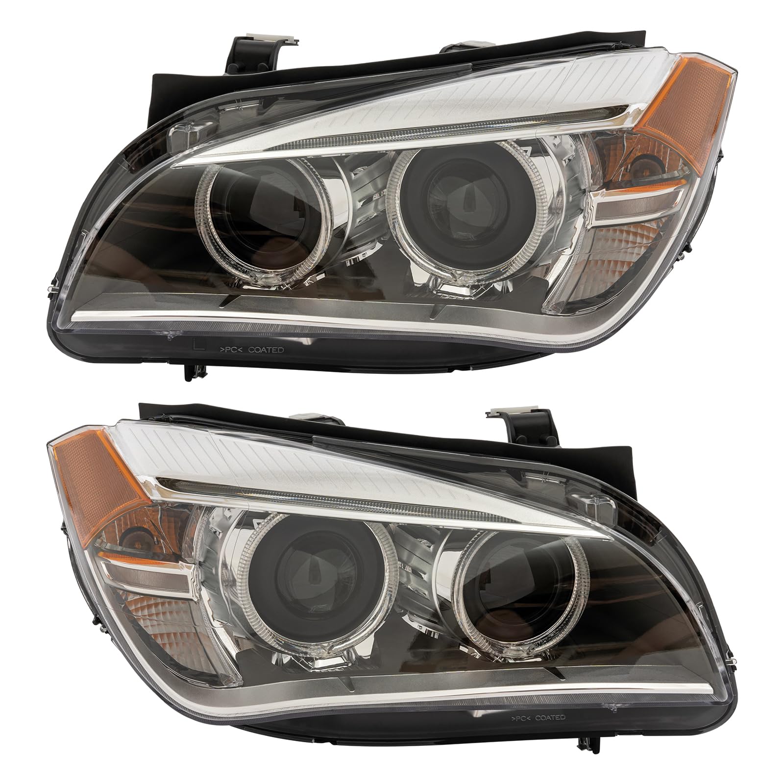 DuYouG- For 2013 2014 2015 BMW X1 Xenon LED Headlights Headlamps Head lights Assembly Replacement Black Housing Left Driver Side + Right Passenger Side