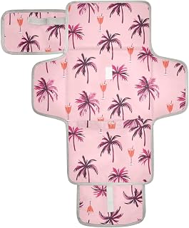 Coconut Tree Pink Portable Diaper Changing Pad
