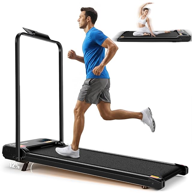 ANCHEER Walking Vibration Pad with 12 Incline Handles 6 in 1 Foldable Under Desk Treadmill 350LBS Capacity 2S