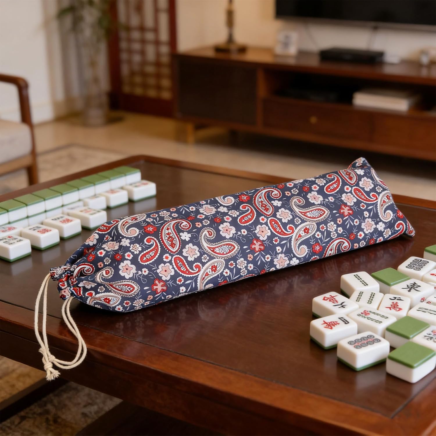 Lightweight Mahjong Tiles Case with Reinforced Handle Design Mahjong Ruler Organizers Pouches