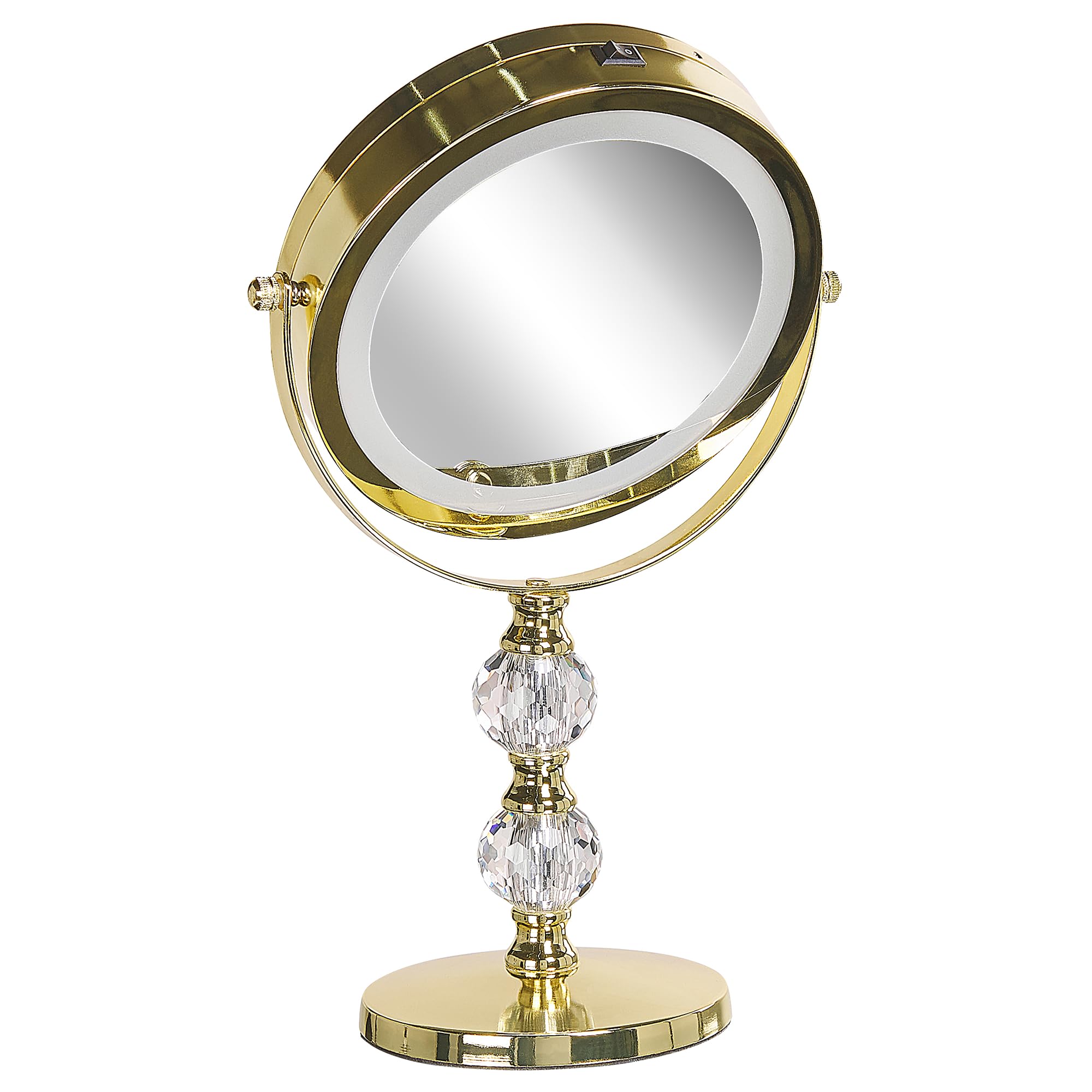 Lusterko kosmetyczne LED powiększenie 1x/5x metalowa rama ø 13 cm złote Claira