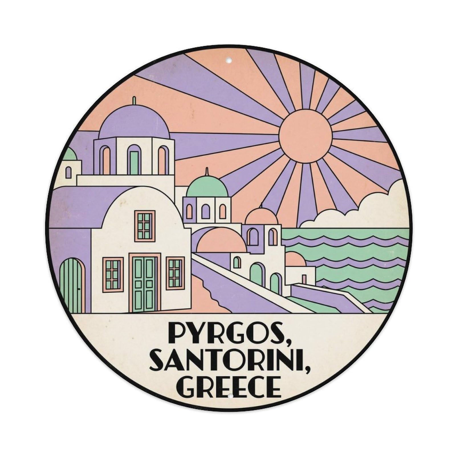 Pyrgos Traditional Architecture Santorini Greece Greek Metal Tin Sign