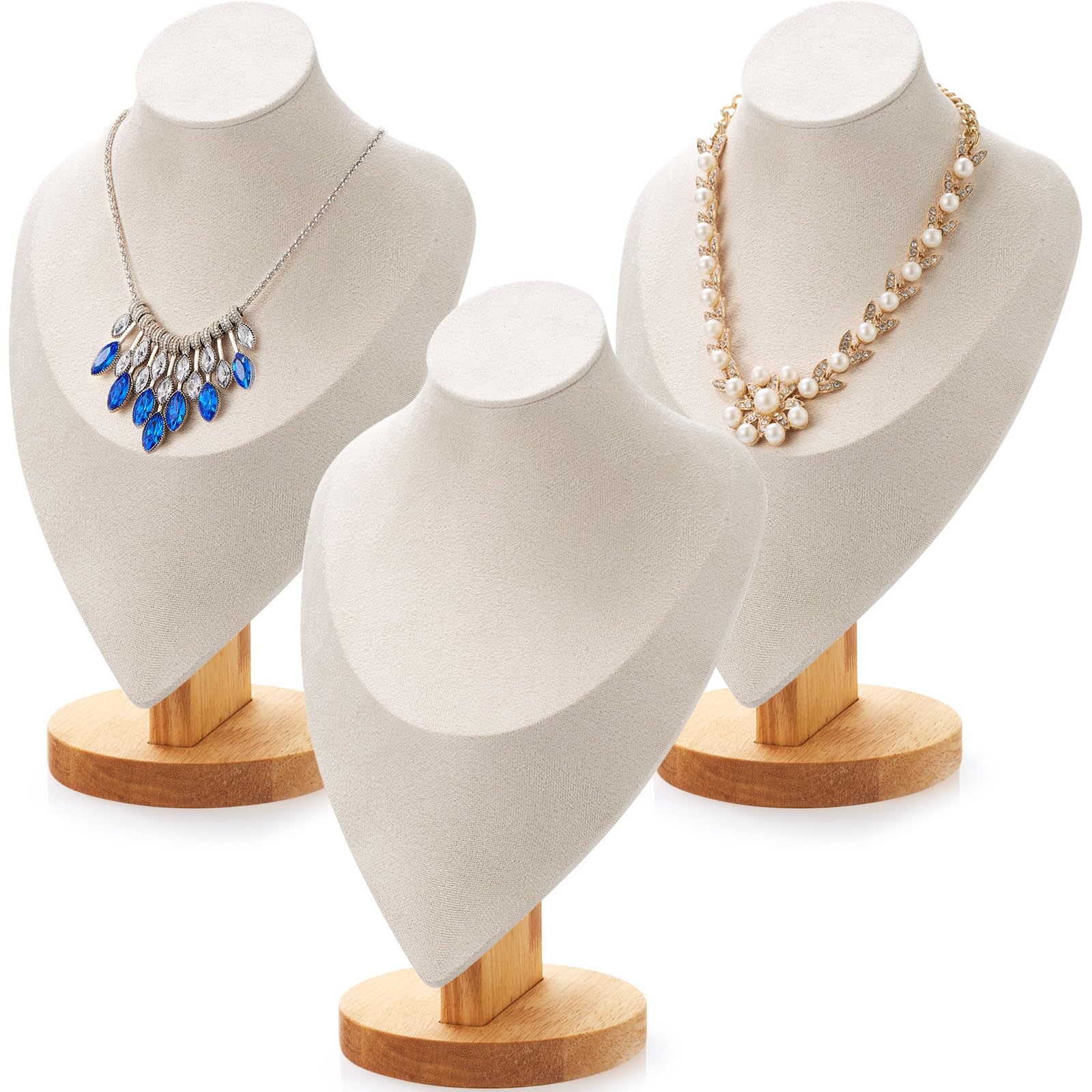 Photo 1 of Juexica Necklace Display Stands (3 Pcs, Beige, 11.4 x 7.5 Inches)