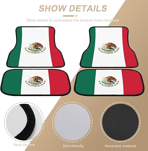 Miniatura 5 de Bagea-Ka Juego de 4 alfombrillas de protección delantera y trasera con patrón de bandera de México, universal, apta para todo tipo de clima, se