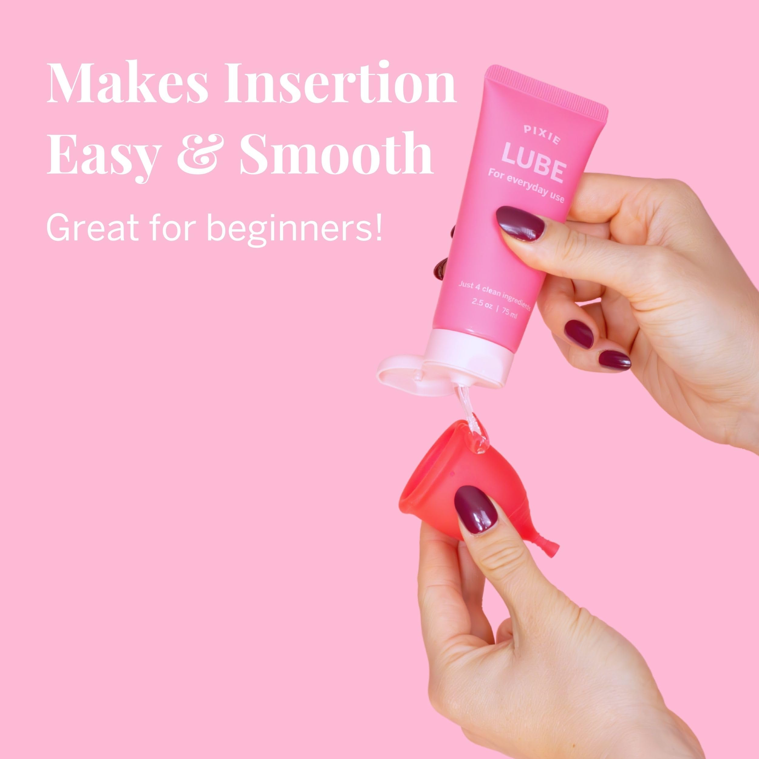 Pixie Cup Insertion Gel – Water-Based Glide for Menstrual Cups & Discs – Gentle, Fragrance-Free, Plant-Based, Silicone & Latex Compatible – 75 mL Tube