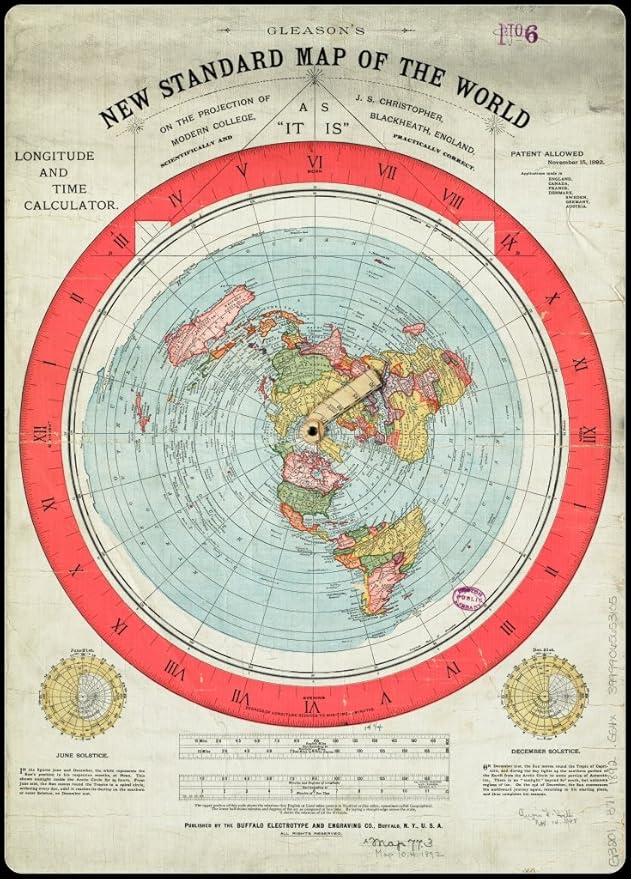 Amazon.de: Gleason 's New Standard Karte der Welt [Flat Earth]: circa