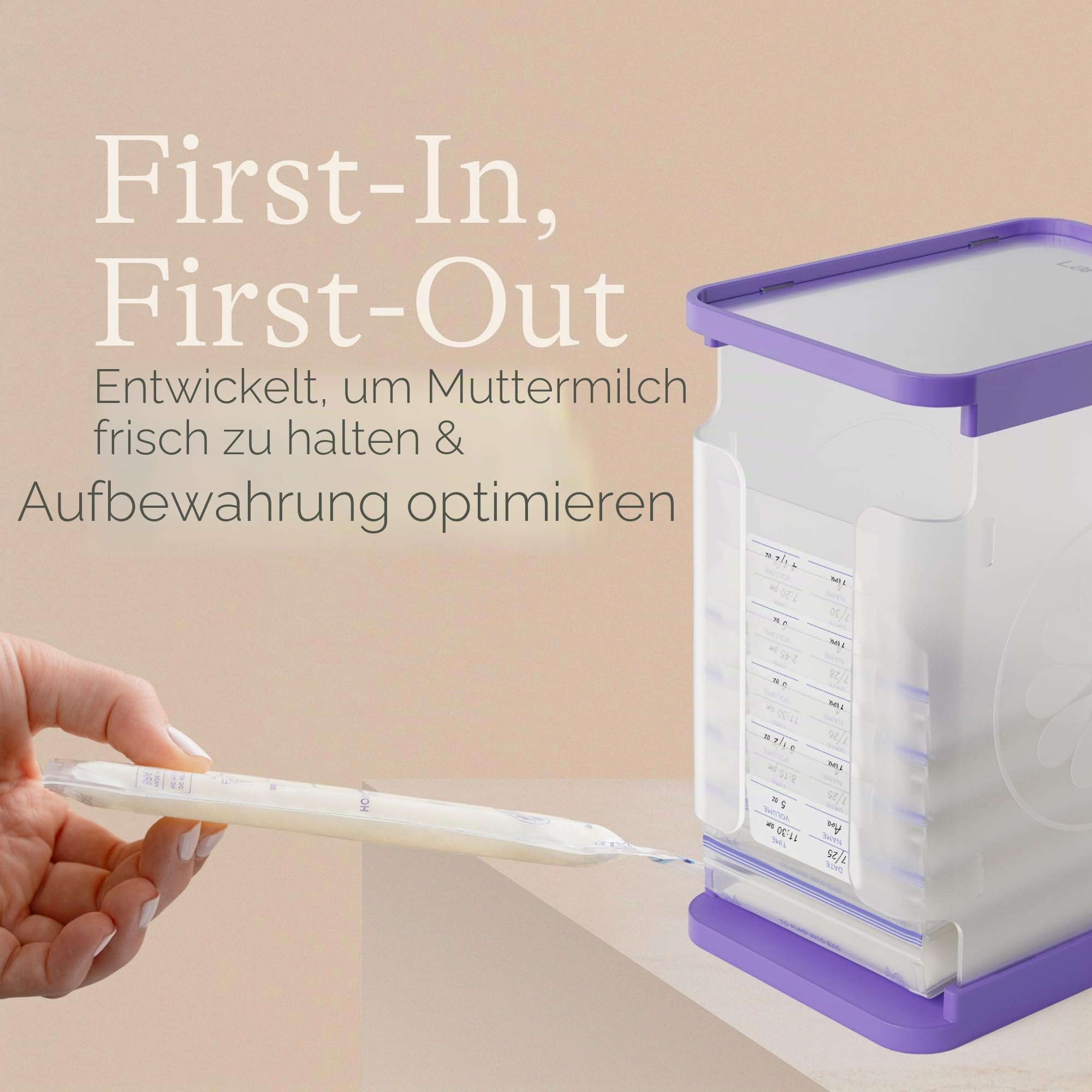 Lansinoh Muttermilch Vorratsbehälter mit Schnellgefrierschale | speichert bis zu 10 Muttermilchbeutel | ohne BPA/BPS | Gefrierbeutel vertikal und horizontal | inkl. 5 Milchbeutel