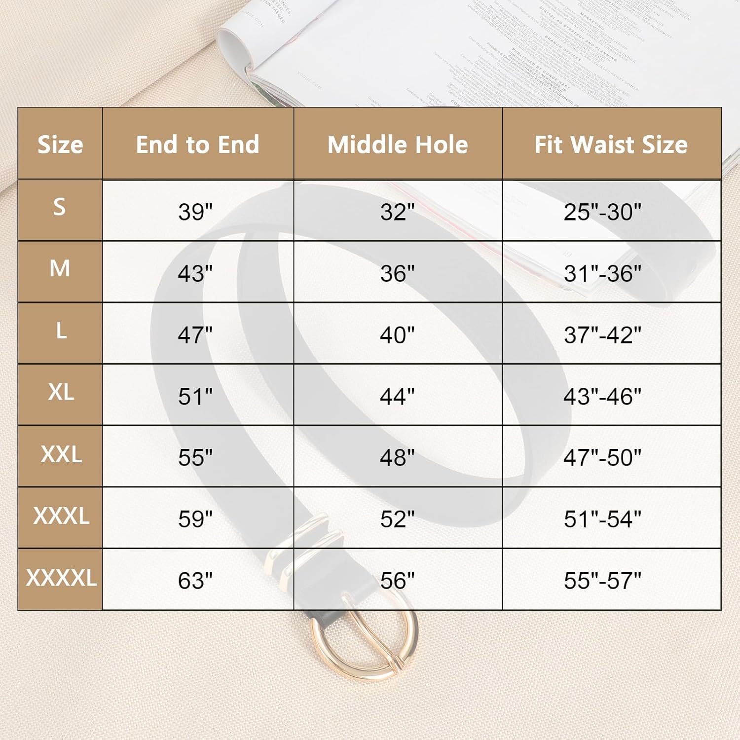 VONMELLI 2 Pack Women's Leather Belts for Jeans Dresses Fashion Gold Buckle Ladies Belt - Image 5