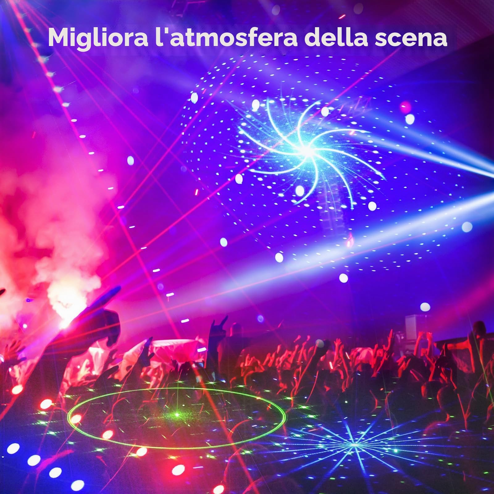 Luce da discoteca, Luce D-MX con 9 lenti a LED RGB, proiettore DJ con effetto stroboscopico attivato dal suono, adatto per feste, club, matrimoni, concerti, bar, compleanni