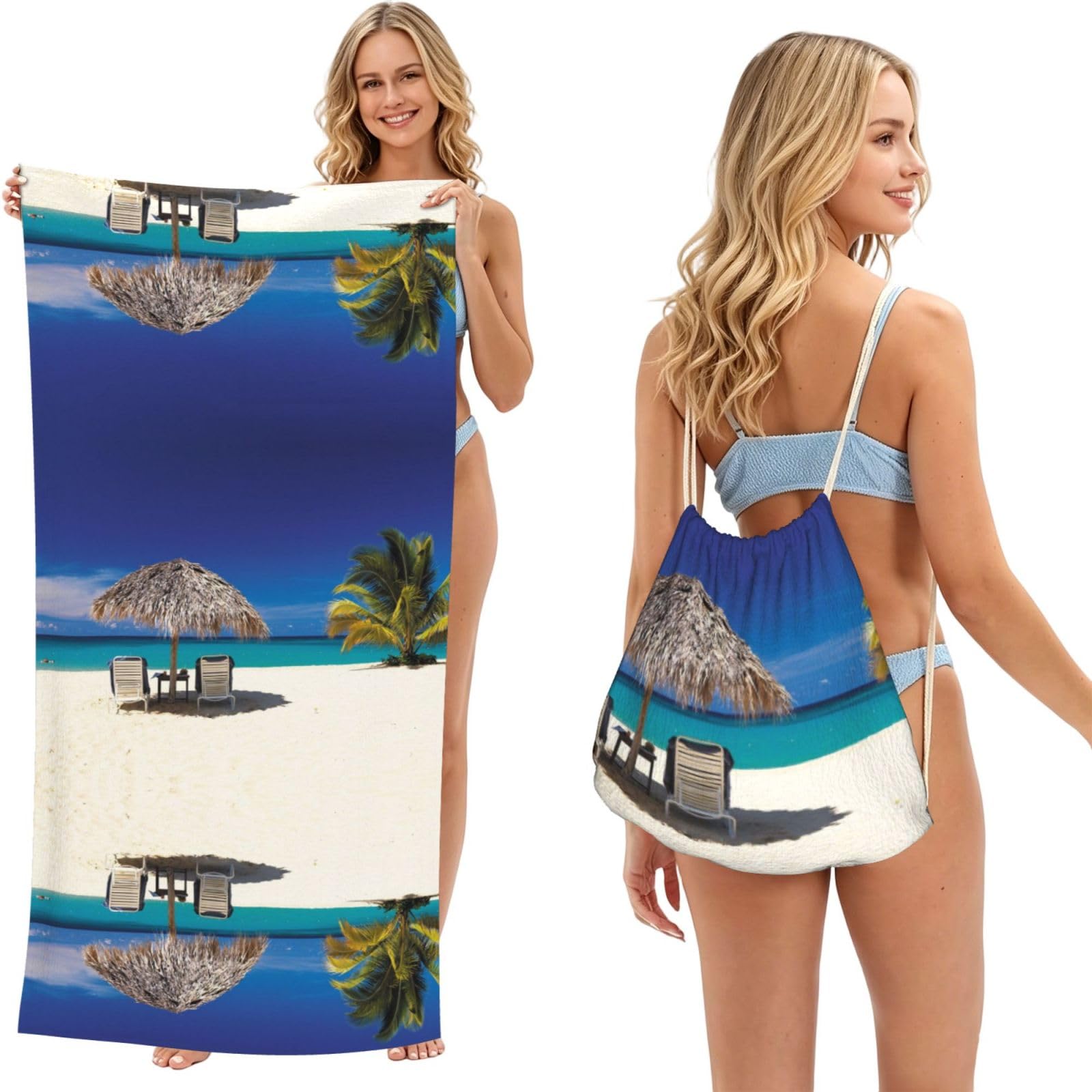 EZDLOWVBA Jamaica Beach Print Beach Towel Backpack 2 In 1 Summer Large Lightweight Beach Towel - Multifunctional Ship Pattern Towel Bag For Storage,Sport
