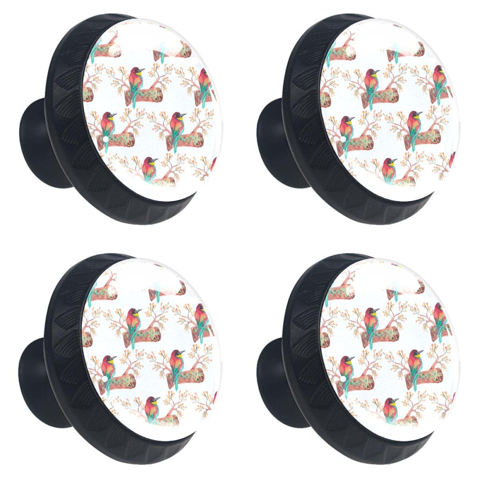 Boutons de placard oiseaux en verre véritable, finition haut de gamme
