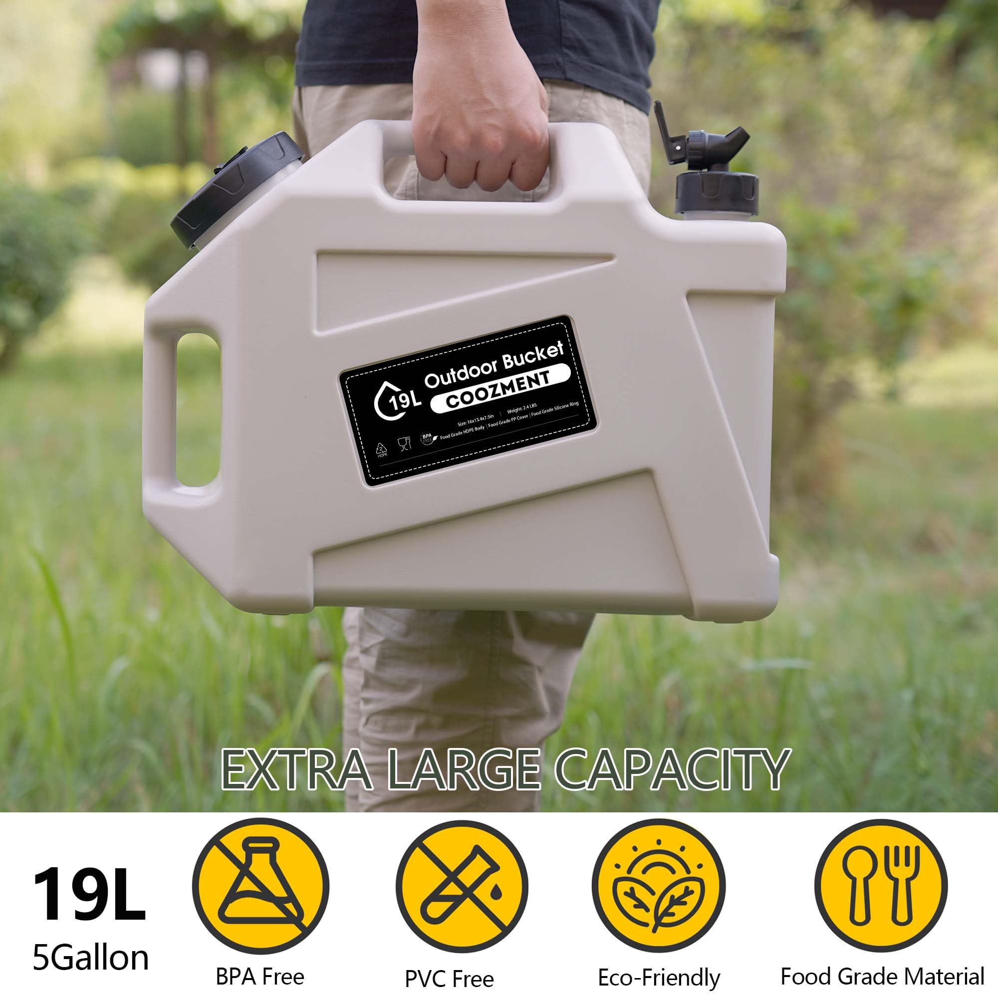 COOZMENT Tragbarer Wasserbehälter mit Zapfhahn, BPA-freier Wasserkrug, Weißwassertank, multifunktionaler Wasserspeicherbehälter für Camping, Outdoor, Wandern, Notfallstroage