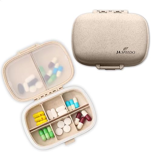 > Organizador diario de la píldora, 8 compartimientos Portable Pill Case,Pastillero de viaje para contener medicamentos y vitaminas