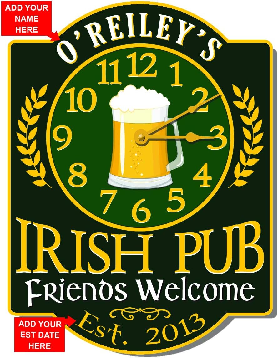 Irish Pub Wall Clock - Personalized