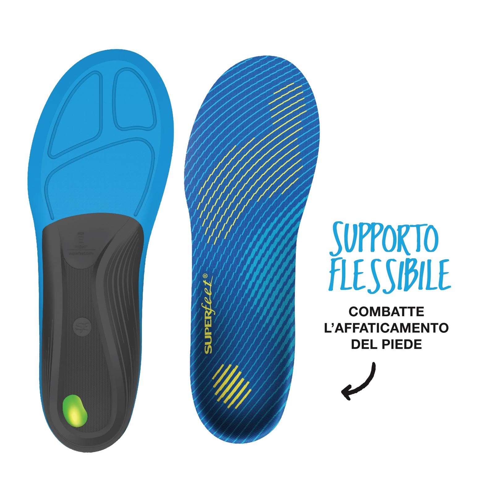 Superfeet Active Support Solette per Arco Medio, EU 37-38.5 | Supporto di precisione per arco medio con calotta EVOLyte e schiuma Aerospring Rebound, coppa del tallone e ammortizzazione