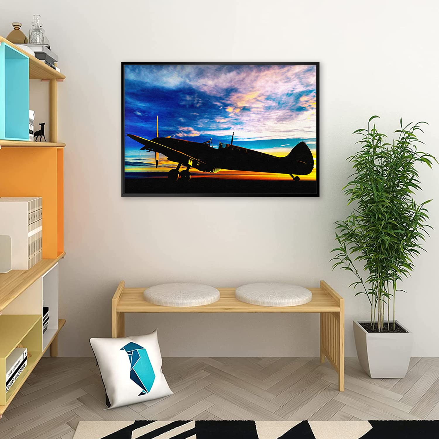 Amazon.co.jp: 絵画 飛行機と空の美しさですインテリア 絵画 現代