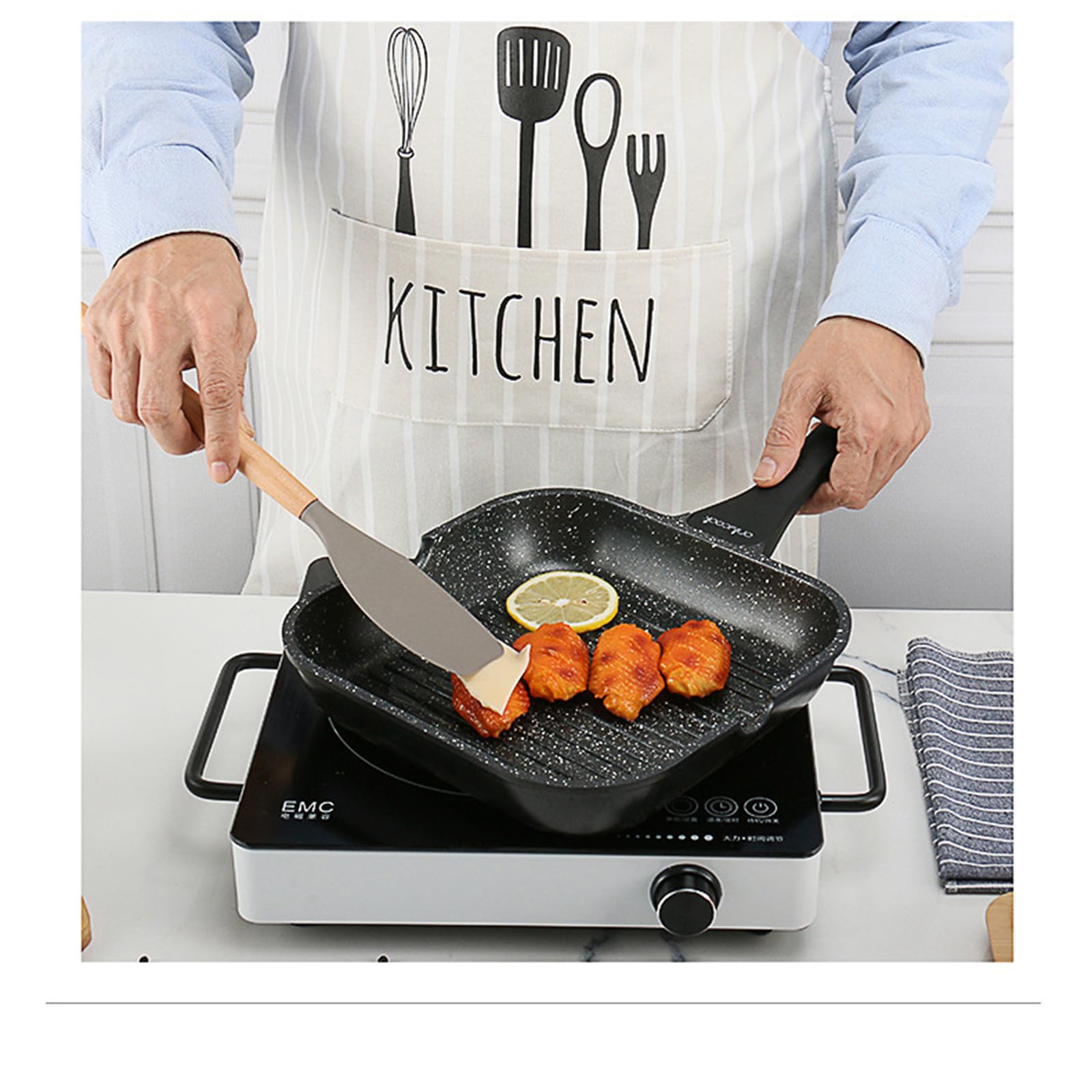 Küchenhelfer Set, 10 Stück Silikon Kochutensilien Kochbesteck Set, Hitzebeständiger Kochgeschirr Mit Aufbewahrungseimer,Antihaft Kochset Küchenutensilien Mit Holzgriff, Tongs, Whisk, Spatula
