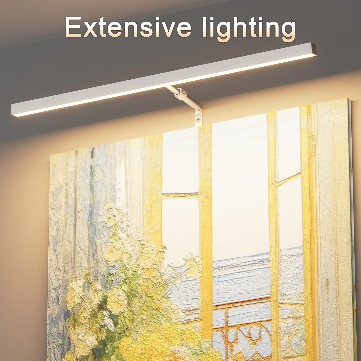 24" Plug in Picture Light for Paintings with Remote Control, 9W LED Art Display Lighting for Gallery, Dartboard, Artwork, Nickel Wall Mounted Picture Frame Light