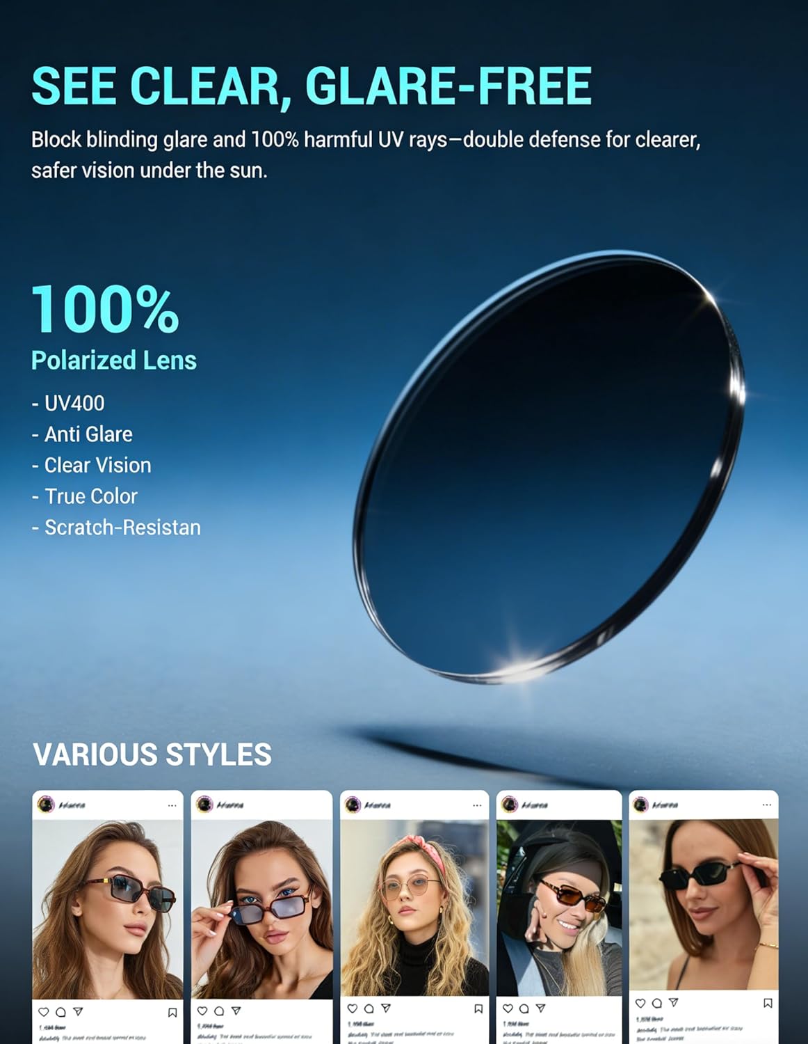 Slocyclub Square Sunglasses for Women Men Retro Rectangular Sun Glasses, Trendy Sunnies Vintage Sun Shades - Image 2