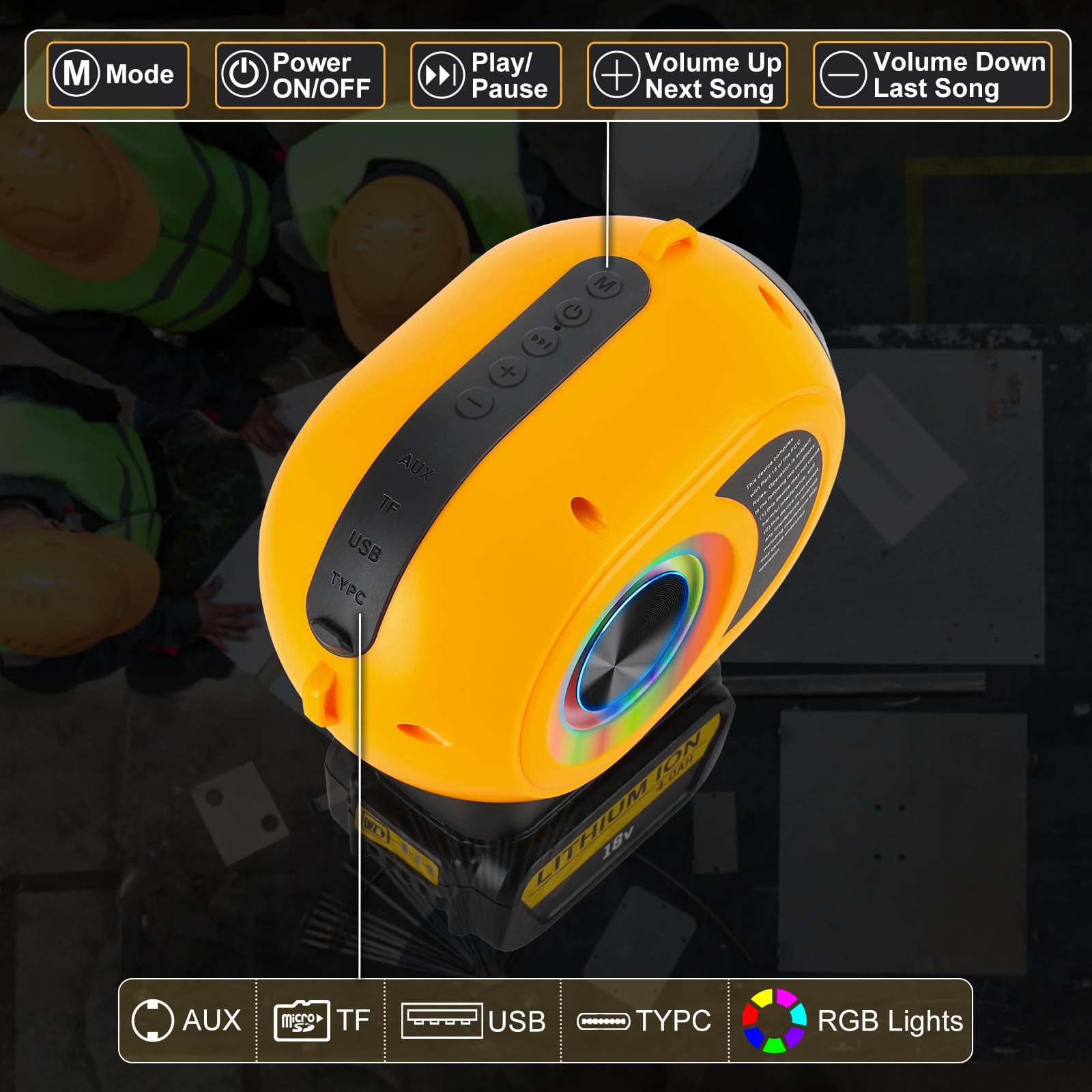 Bluetooth Speakers for Dewalt 20V Max Battery,Portable Speaker
