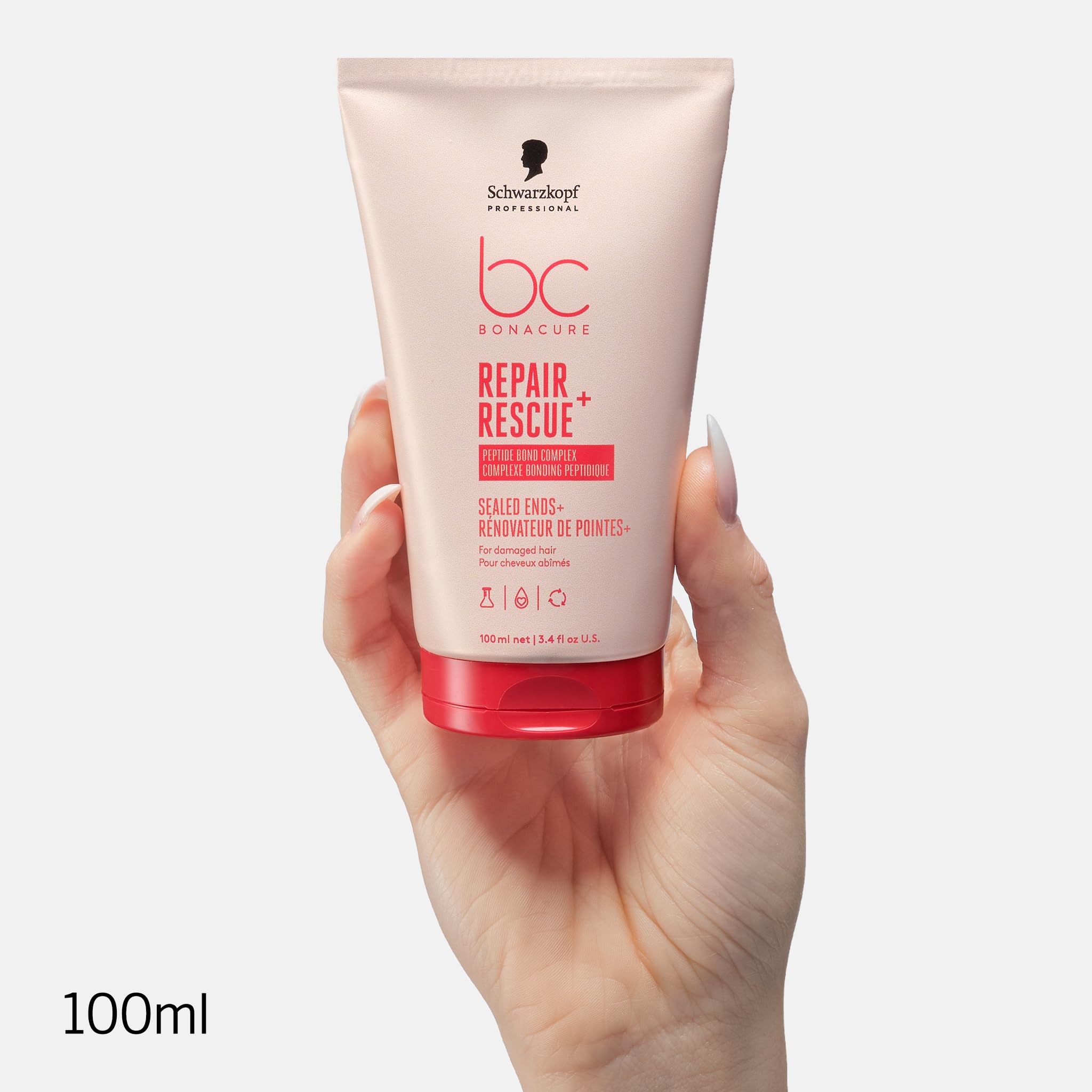 Schwarzkopf Professional Bonacure Repair Rescue Sealed Ends Sérum Et Crème Pour Cheveux Abîmés Complexe De Soins Végan Avec Arginine Moins De Cassage Cheveux Plus Forts Meilleure Maniabilité 100 ml