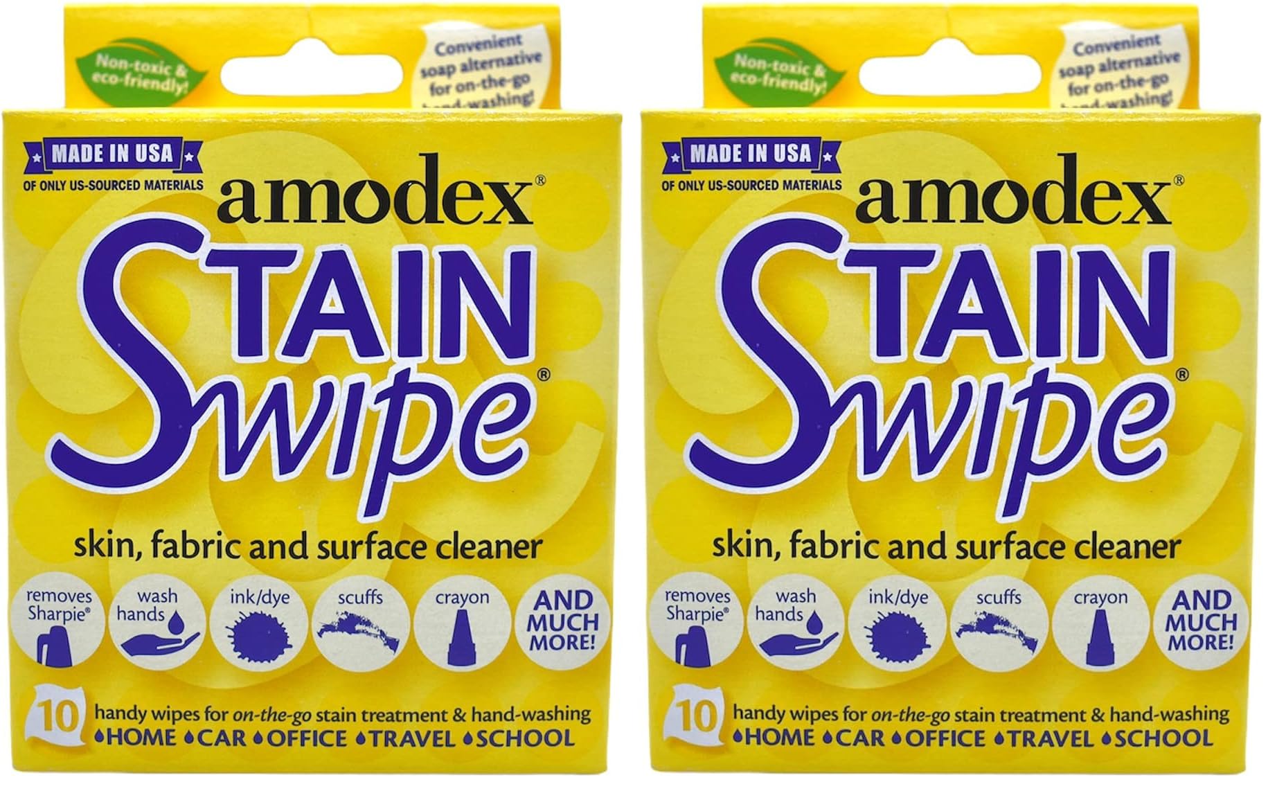 Amodex 10029 Stain Swipe Surface Cleaner Towelettes 10/Pkg, Оne Расk, None, Count (Pack of 2)