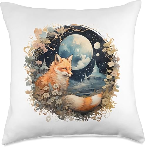 Cozy Woodland Nursery Accent Moonlight Fox - Almohada de 18 x 18 pulgadas, multicolor