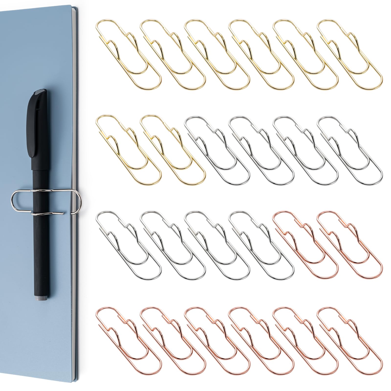 UEHSNI 24 Pack Pen Holder for Notebook, Multi-Purpose Metal Paper Clip Pencil Holder, Easy to Use for Office,School,Bank,Classroom Must Haves,Teacher Essentials Accessories,Desk Organizer,Small Gift