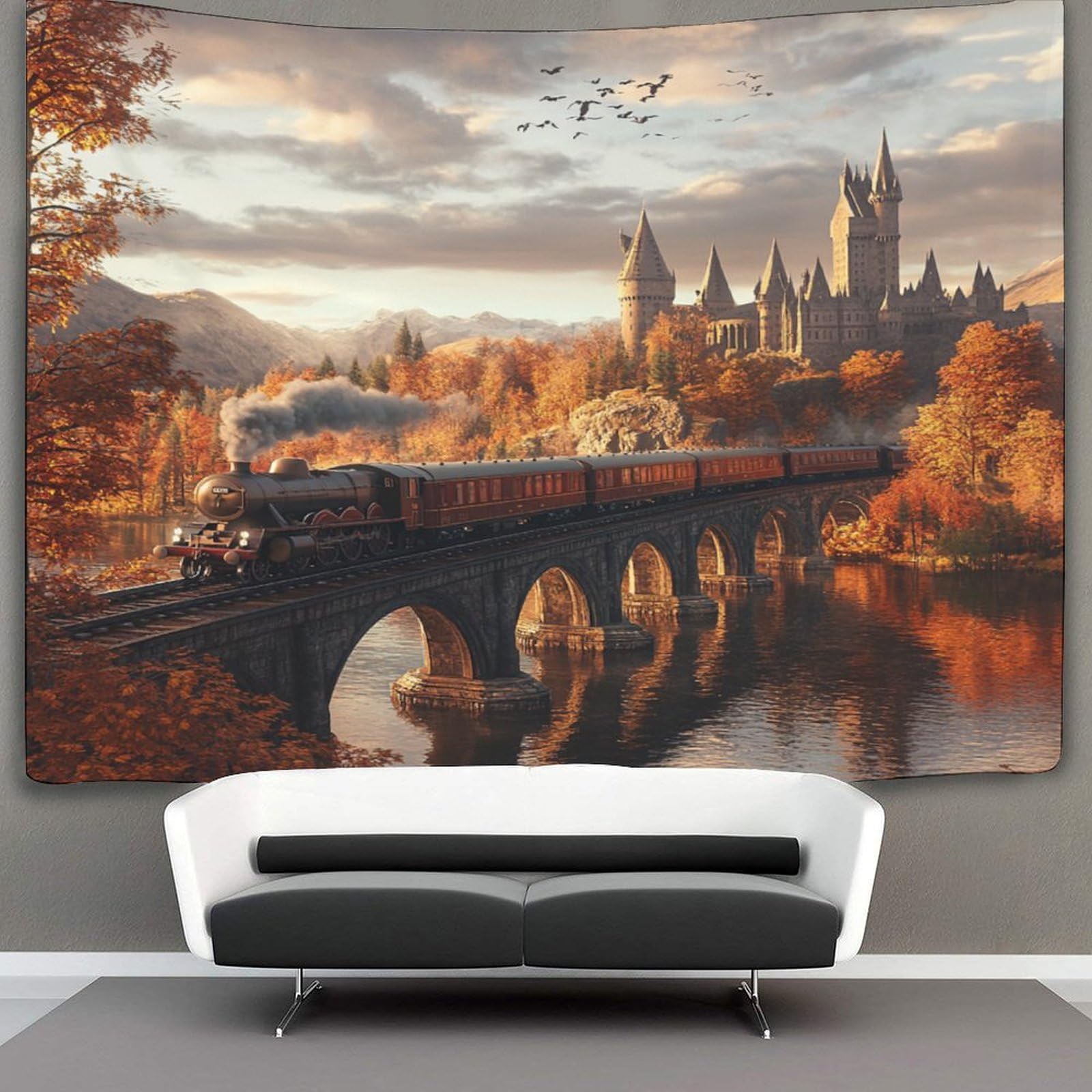 KWFYBEHZ Hogwarts Express Tapestry Castle Tapestry for Bedroom Wall Hanging Home Decor HD Printing for Living Room, Bedroom & Dorm 180cmx230cm