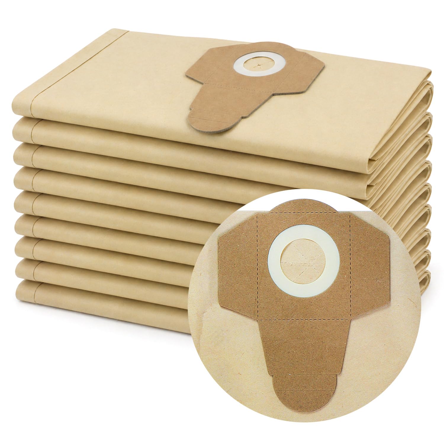 Compatible Parkside Vacuum Dust Bags (10 Pack) for Lidl Parkside PNTS 1250 1300 PWD 12 PAS 500 20L Wet and Dry Vacuum Fine Filtration Replacement Bags AVC115 With Rubberised Seal And Retaining Collar