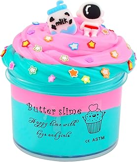 Funny Butter Slime with 2 Fun Add Ins, Pre-Made Slime Toys for Kids, 6-12 Year Old Stress Relief Green and Pink Butter Toys, Super Soft Party Favors Sludge Toy (200 ML)